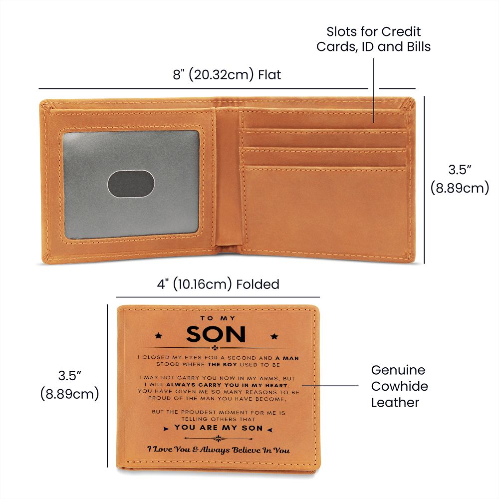 To My Son, I Will Always Carry You In My Heart (Leather Wallet) Wallet - Template