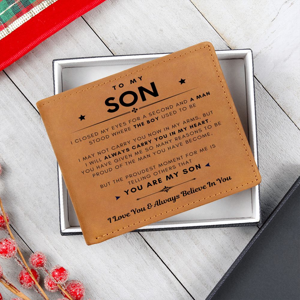 To My Son, I Will Always Carry You In My Heart (Leather Wallet) Wallet - Template