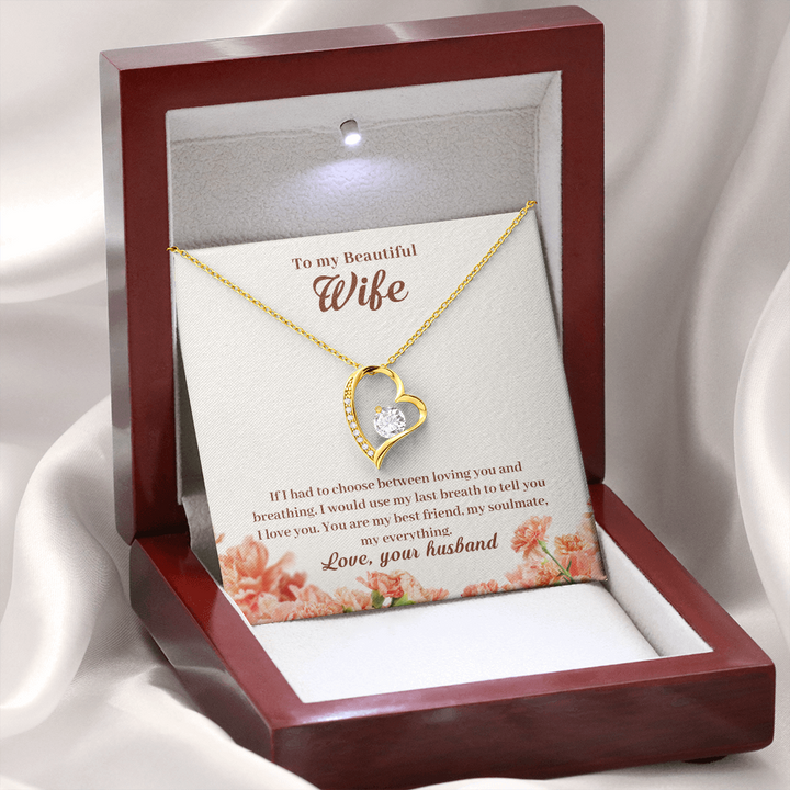 To My Wife - If I Had To Choose Between Loving You And Breathing (Only a Few Left) - Forever Love Necklace
