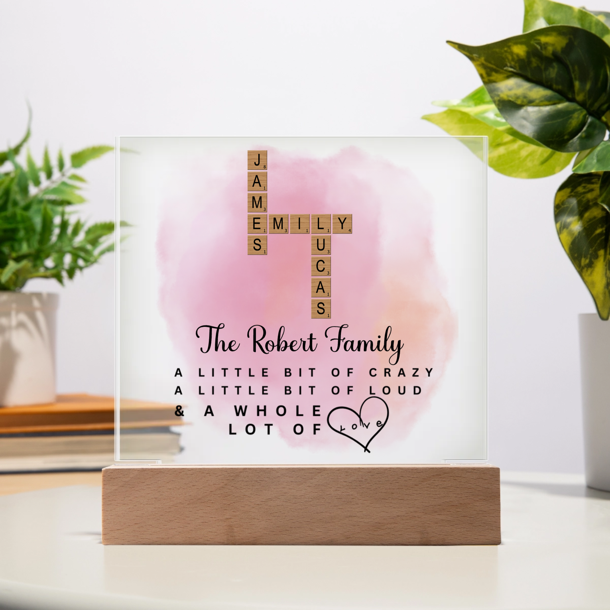 Family Names Crosswords - Acrylic Frame & Night Light