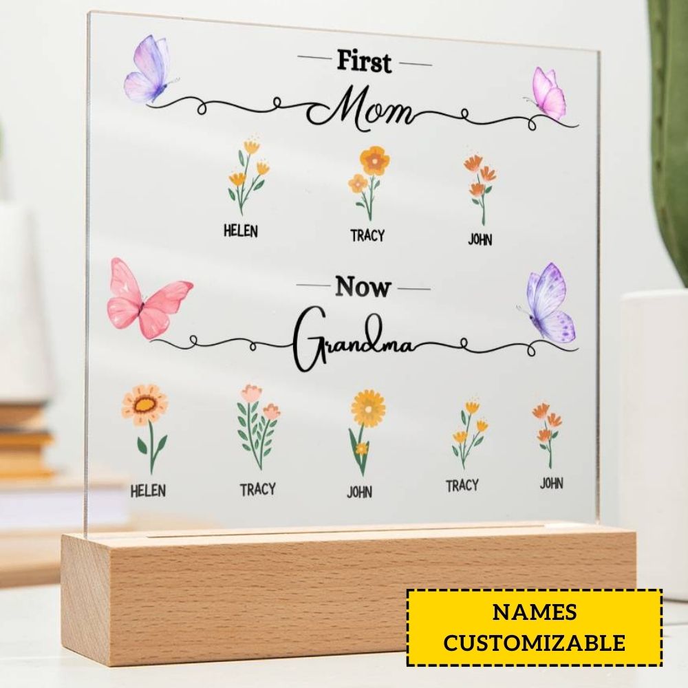 First Mom, Now Grandma - Acrylic Plaque (Mother's Day Gift)