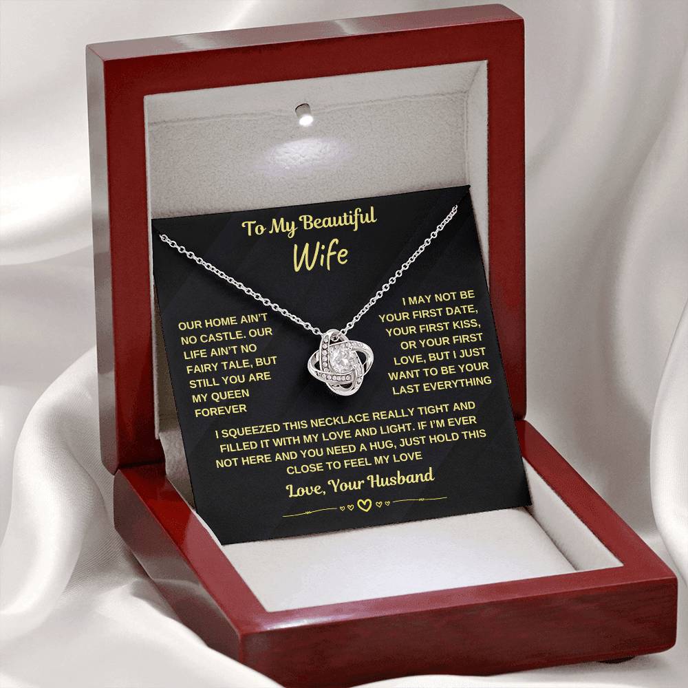 To My Beautiful Wife, You Are My Queen Forever (Love Knot Necklace)
