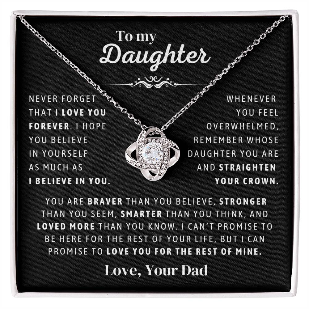 Father to Daughter Daughter Necklace Gift from Dad, Message Card for Daughter, Love Knot, Top Gift For Girls